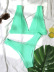 Solid Color Green Snake Cloth V-Neck High Waist Bikini NSFPP94483