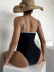 Striped Chest Hollow & Knotted One-Piece Swimwear NSFPP94501
