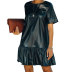 Loose Patent Leather Short-Sleeved Dress NSHPH94515