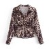 long-sleeved lapel leopard pleated blouse nihaostyles wholesale clothing NSAM87899