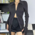 black long-sleeved lapel cardigan nihaostyles wholesale clothing NSLQ88043