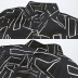 Black Geometric Pattern Print V Neck Long-Sleeved Basic Blouse NSJR88117