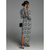 long-sleeved v-neck Print irregular hem Dress nihaostyles wholesale clothing NSXIA88815