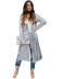 Casual Silver Sequined Long Coat Including Belt NSTRS94561
