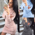 Furry High-Neck Long-Sleeved Knitted Dress NSKX94697