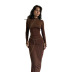 round neck long-sleeved Slim skirt suit nihaostyles wholesale clothes NSLSA94960