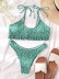 floral U-neck ruffled cute lace-up high-waist swimwear nihaostyles clothing wholesale NSFPP95018
