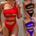 Sexy Solid Color Hollow Split Bikini 2 Piece Swimsuit NSCMB95178