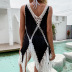  hand crochet stitching loose tassel beach sunscreen dress nihaostyles wholesale clothing NSYZT95193