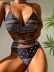cashew flower lace-up front buckle high waist bikini nihaostyles clothing wholesale NSFPP95341