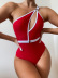 Sexy Belted Unilateral Shoulder One-Piece Swimsuit NSCMB95367