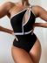 Sexy Belted Unilateral Shoulder One-Piece Swimsuit NSCMB95367