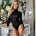 solid color long-sleeved high collar slim jumpsuit nihaostyles wholesale clothing NSAFH95446