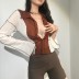 lapel single-breasted slim-fitting long-sleeved top nihaostyles wholesale clothes NSLSA95524