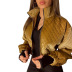 diamond lattice stand collar zipper short jacket nihaostyles wholesale clothes NSLSA95546