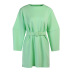 loose belt round neck long sleeve dress nihaostyles wholesale clothes NSLSA95556