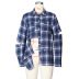 Plaid Stacking Multi-Button Long-Sleeved Shirt NSSCJ95589