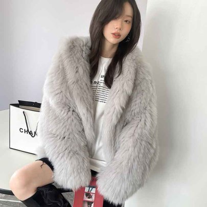 Fox Fur Hooded Loose Coat Nihaostyles Clothing Wholesale NSJC95798
