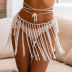 Sexy Hollow Weaving Tassel Beachwear Short Skirt NSYZT95836