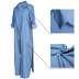 long-sleeved lapel denim long windbreaker jacket nihaostyles wholesale clothing NSSCJ95863