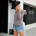 Solid Color One-Line Collar Off-Shoulder Waffle Sweater NSDMB95921