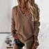 Solid Color V-Neck Long-Sleeved Sweater NSXPF95931