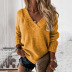 Solid Color V-Neck Long-Sleeved Sweater NSXPF95931