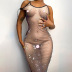 Body Pattern Printed Lace-Up Sleeveless Dress NSMG96512