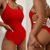 Red Sexy Hanging Neck One-Piece Swimsuit NSCMB96540