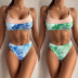 Stitching Print Split Sexy Bikini 2 Piece Swimsuit NSCMB96541