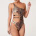 Tiger Pattern Solid Color Metal Buckle One-Piece Swimsuit NSCMB96553