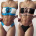 Splicing Bandage Ruffle Trim Split Sexy Bikini 2 Piece Swimsuit NSCMB96561