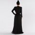 Sexy Black Deep V Long-Sleeved High Slip Banquet Dress NSFDD96593