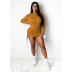 Solid Color Off-Shoulder Hooded Tight Dress NSFDD96619
