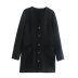 black retro V-neck long-sleeved single-breasted dress nihaostyles wholesale clothing NSAM96657