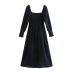 winter black square neck long-sleeved chiffon dress nihaostyles wholesale clothing NSAM96667
