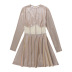Bright Silk Long-Sleeved Slim Waistless Dress NSFLY96716