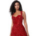 Mid-Waist Red Strap Sequins Prom Dress NSXHX96997