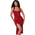 Mid-Waist Red Strap Sequins Prom Dress NSXHX96997