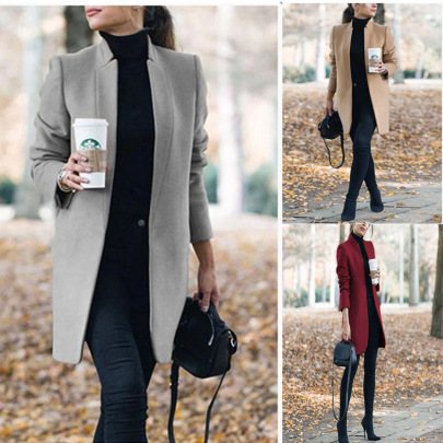 Winter Solid Color Stand Collar Woolen Coat Nihaostyles Wholesale Clothing NSXPF96999