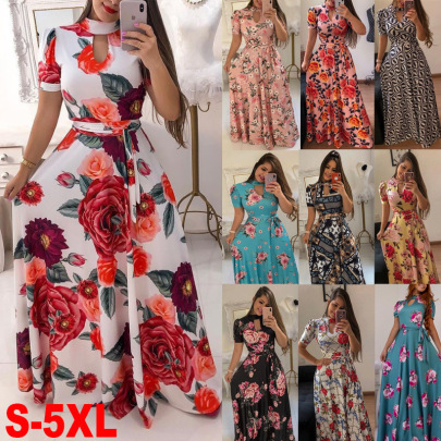 Sexy Digital Floral Print Big Swing Dress Nihaostyles Wholesale Clothing NSXPF97001