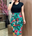 Plus Size Short-Sleeved Color Matching Floral Print Package Hip Dress NSXPF97004