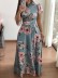 Long-Sleeved Flower Print Lace-Up Big Swing Dress NSXPF97005