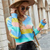 V-Neck Knitted Long-Sleeved Striped Contrast Color Sweater NSYH97055