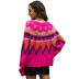 Raglan Sleeve Geometric Jacquard Contrast Color Loose Sweater NSYH97058