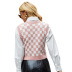 Checkered Knitted Sleeveless V-Neck Vest NSYH97062