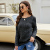 Lace-Up Long Sleeve Round Neck Sweater NSYH97063