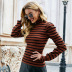 Knitted Striped Slim High Neck Sweater NSYH97065