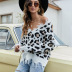 V-Neck Leopard Print Loose Sweater NSYH97068
