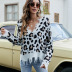 V-Neck Leopard Print Loose Sweater NSYH97068